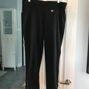Black capri pants with lace-up detail